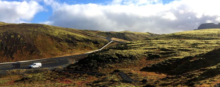 Camper van driving in Iceland