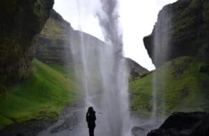 Behind Kvernufoss waterfall Behind Kvernufoss waterfall