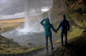 Behind Seljalandsfoss waterfall