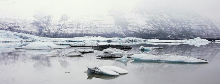 group of icebergs in the glacial lagoon in Iceland