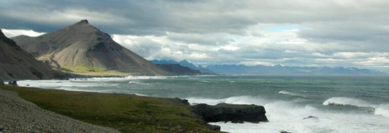 Sea and beach in east Iceland