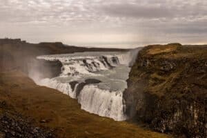 Gullfoss waterfall in autumn