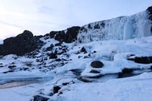 Öxaráfoss waterfall in winter