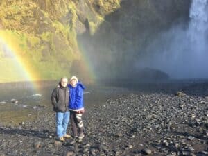 Double rainbow by Skógafoss waterfall