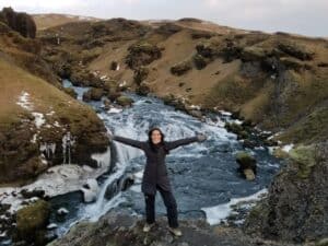 Skógafoss river above the waterfall