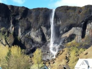 Waterfall close to Kirkjubær farmhouse