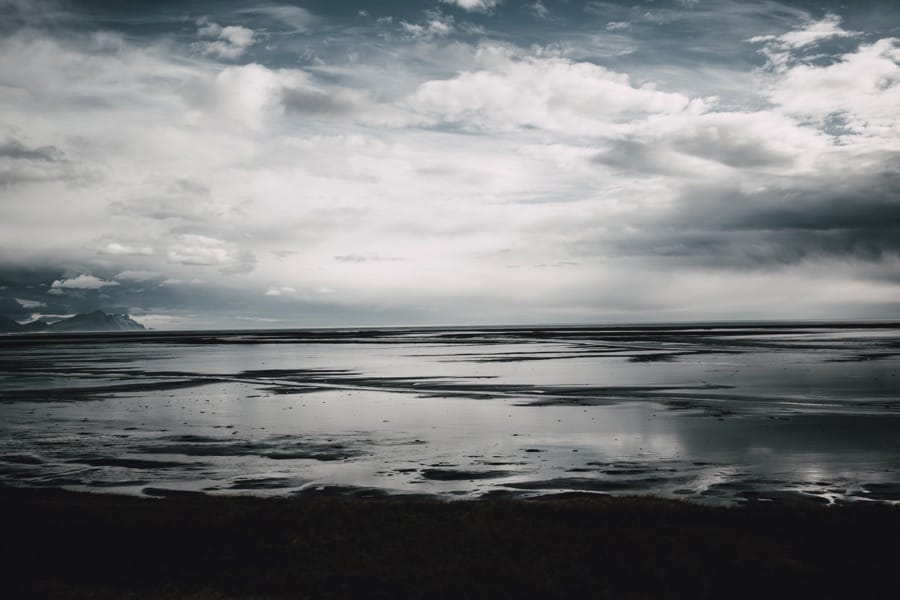 Beautiful black sand beach Sólheimarsandur in south Iceland