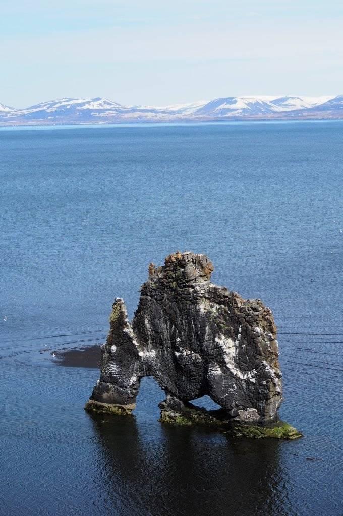 Hvítserkur basalt rock on the east coast of the Vatnsnes peninsula