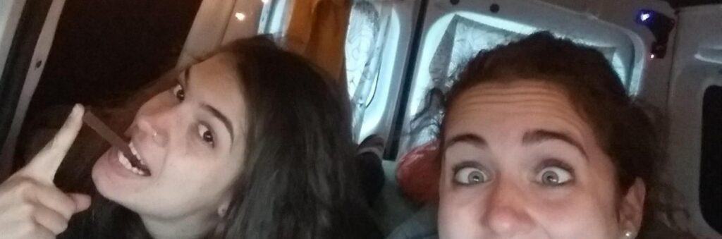 2 girls in a camper van
