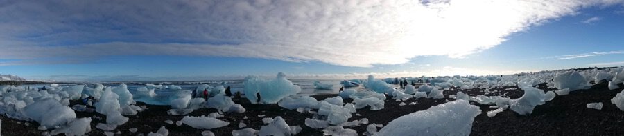 Panorama over Jökulsárlón glacier lake