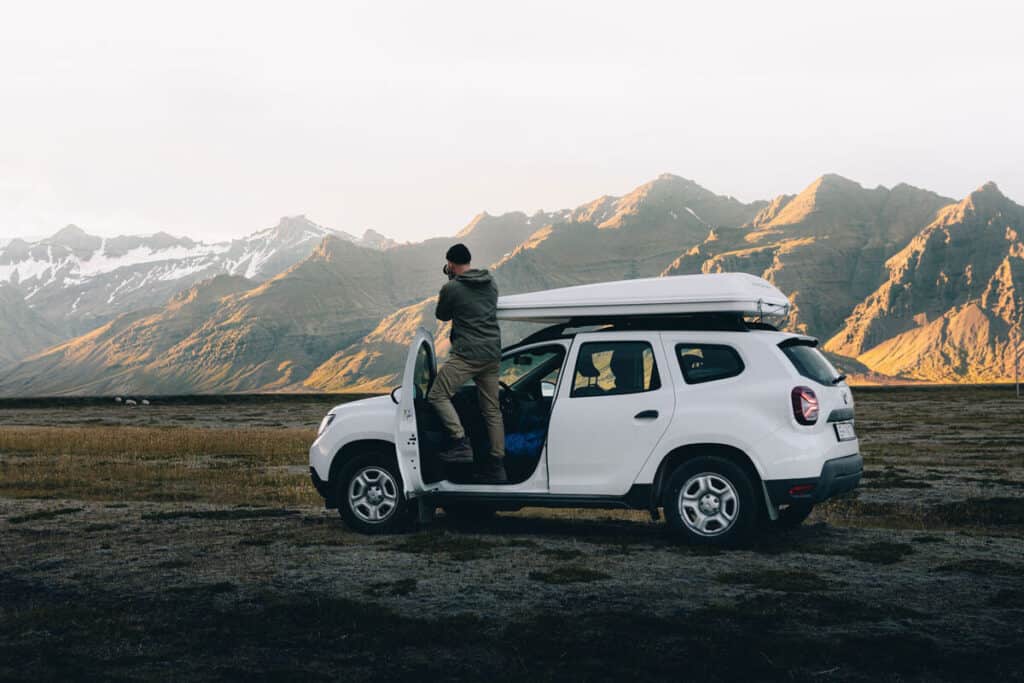 rent.is 4x4 Dacia Duster camper van, lava field Iceland