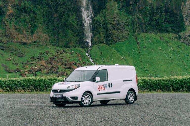 rent Fiat Doblo Maxi Campervan, waterfall Iceland