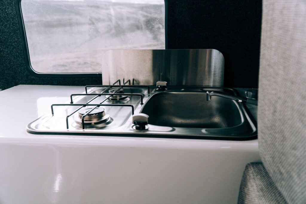 Toyota Hilux 4×4 Camper interior stove cooking