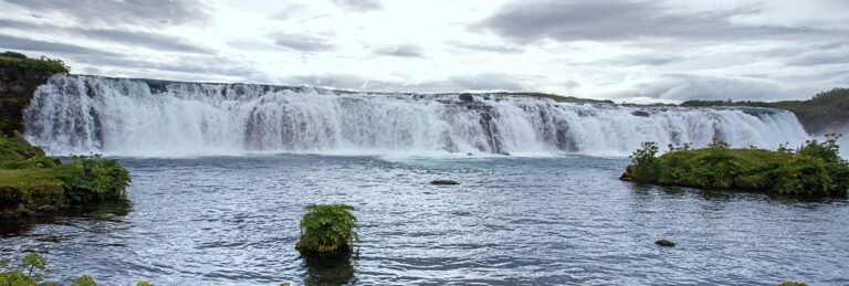 beautiful waterfall in Iceland in summer
