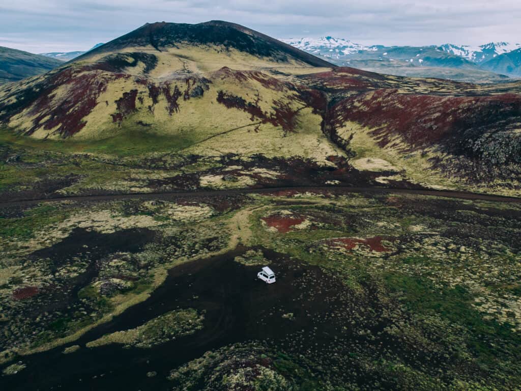 Rent California Beach 4WD camper van in icelandic nature mountain