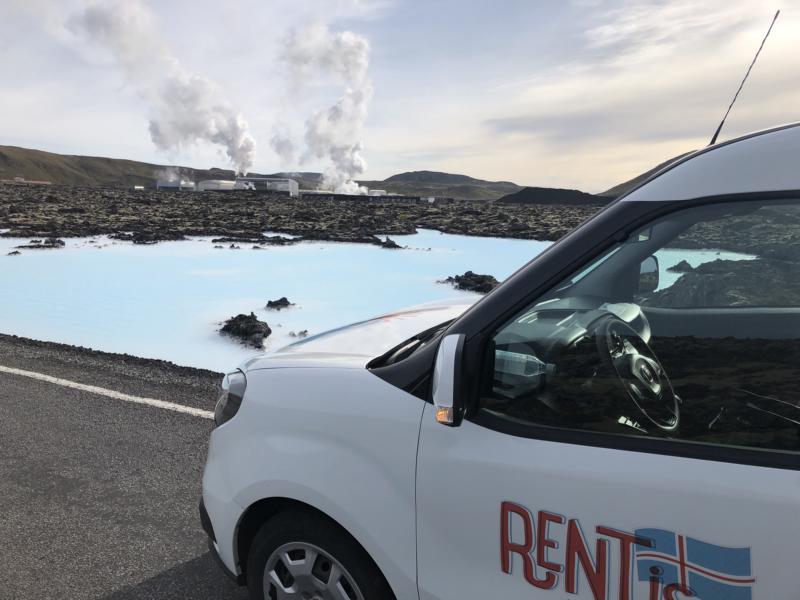 rent fiat doblo maxi parked by the blue lagoon Iceland