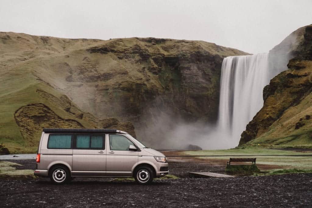 rent.is VW california 4x4 camper by waterfall