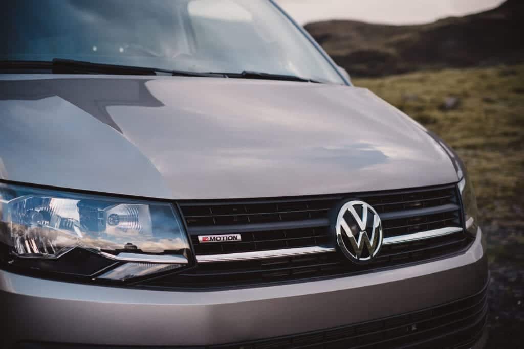 close up of front of vw california camper van