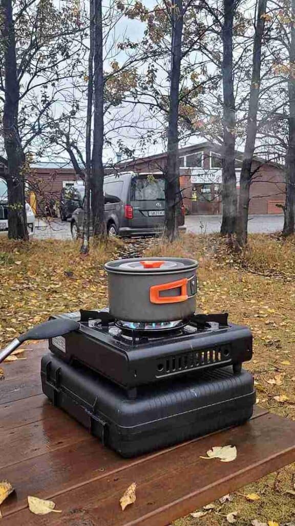 Cooking at a campsite