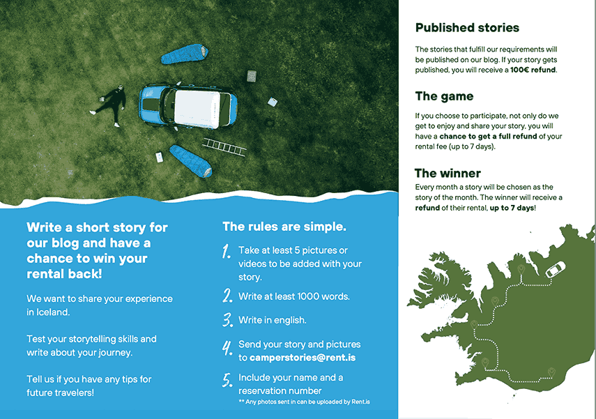 Camperstories Pamphlet back view Step by step. Iceland blog